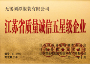 江蘇省質(zhì)量誠信五星級(jí)企業(yè)